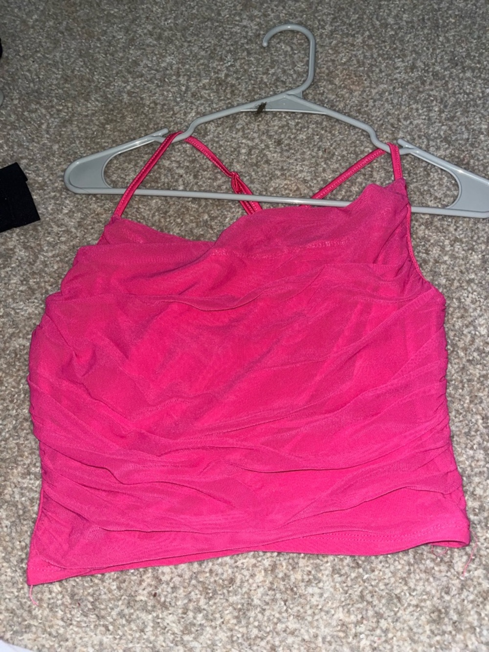 SHEIN Hot Pink Ruched Crop Tank Top
